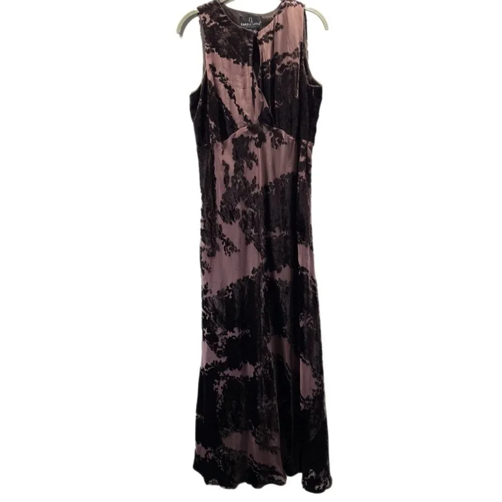 Vtg Carol Little‎ Velvet Burnout Maxi Dress 10 Gown Y2K Whimsigoth Fairy Sheer - Picture 3 of 16